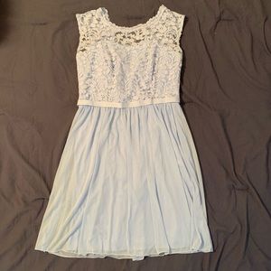 Ice blue bridesmaids dress from David’s bridals